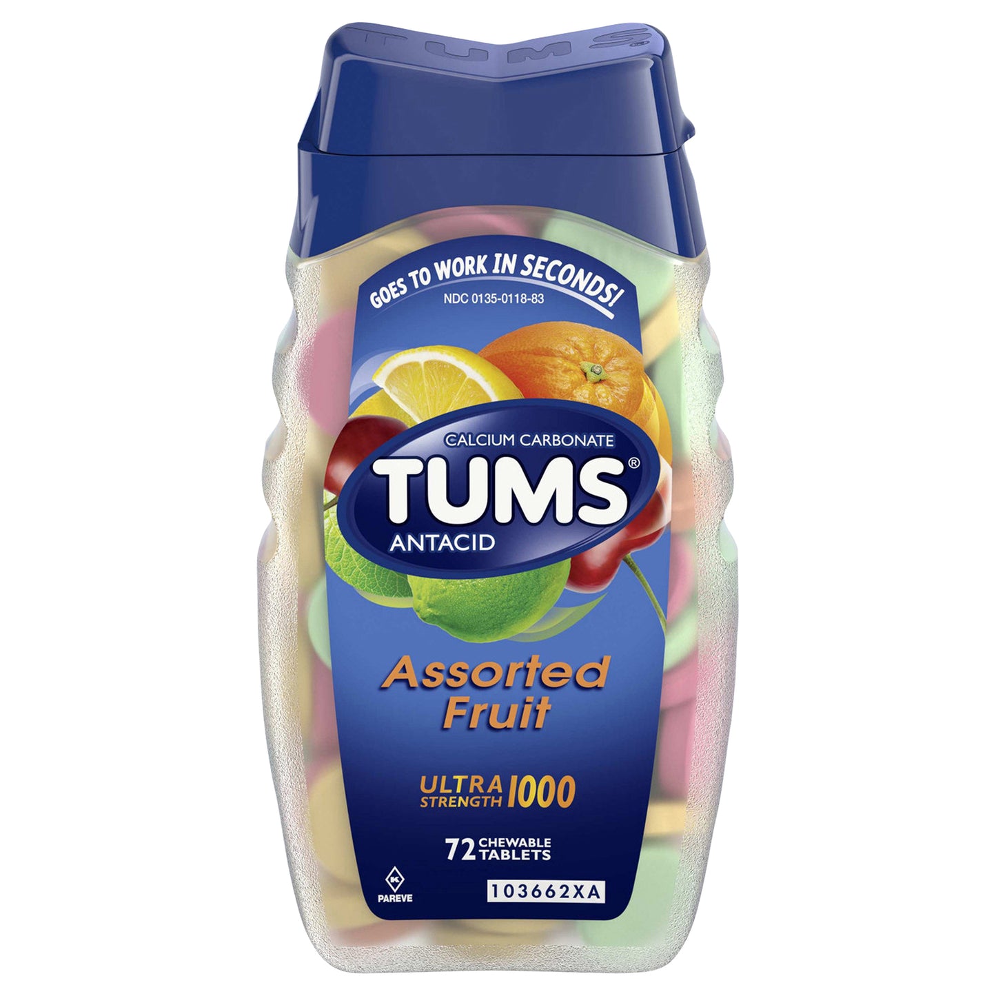 Tums - 抗酸超级辅助水果 - 1 件-72 支