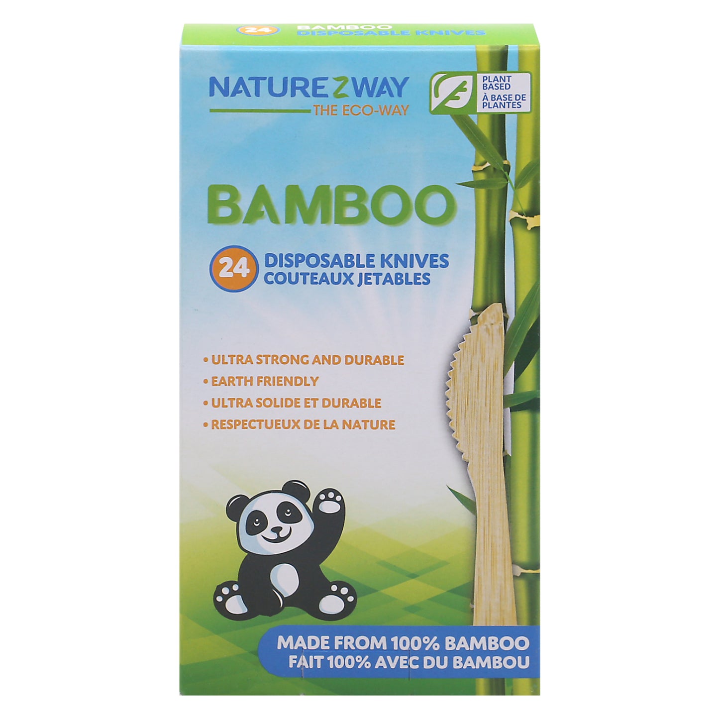 Naturezway - Cuchillos de bambú para exhibir - Caja de 24 - 24 unidades