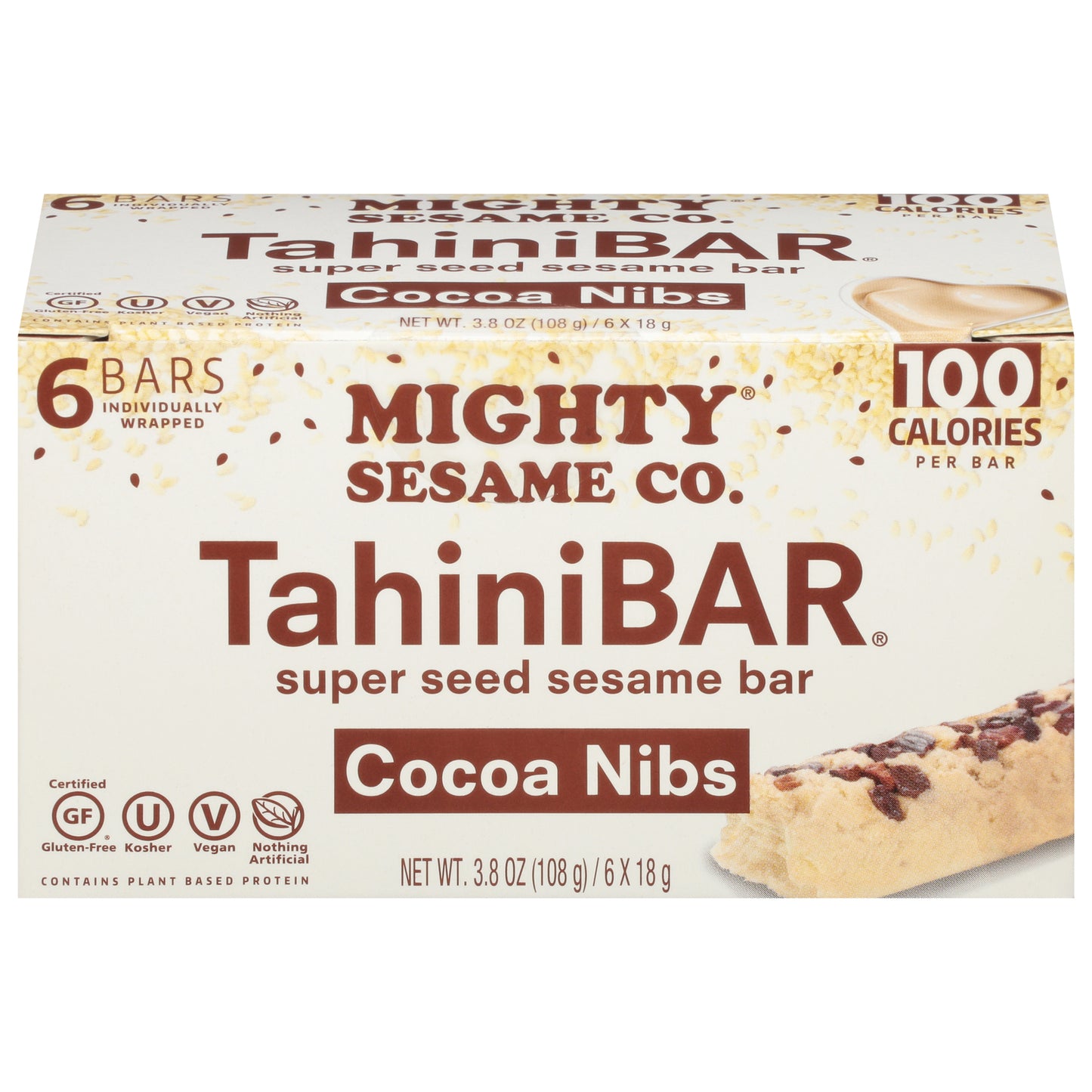 Mighty Sesame Company - Barras de tahini con semillas de cacao - Caja de 8 - 6/3.8 oz