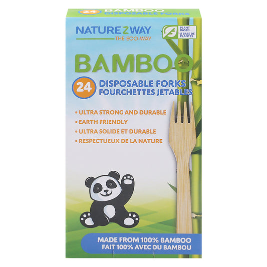 Naturezway - Tenedores de bambú para exhibir - Caja de 24 - 24 unidades