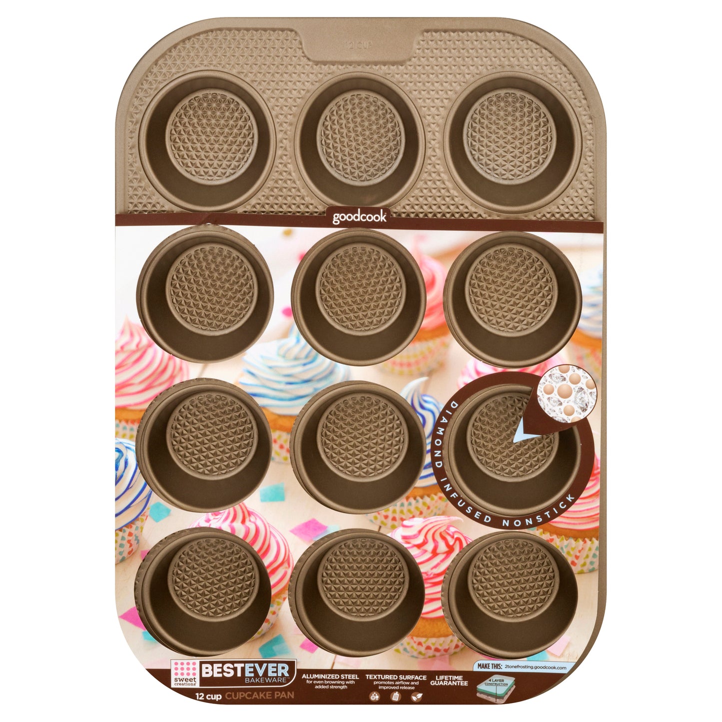 Goodcook - Molde para cupcakes de 12 tazas - Caja de 6 (1 unidad)