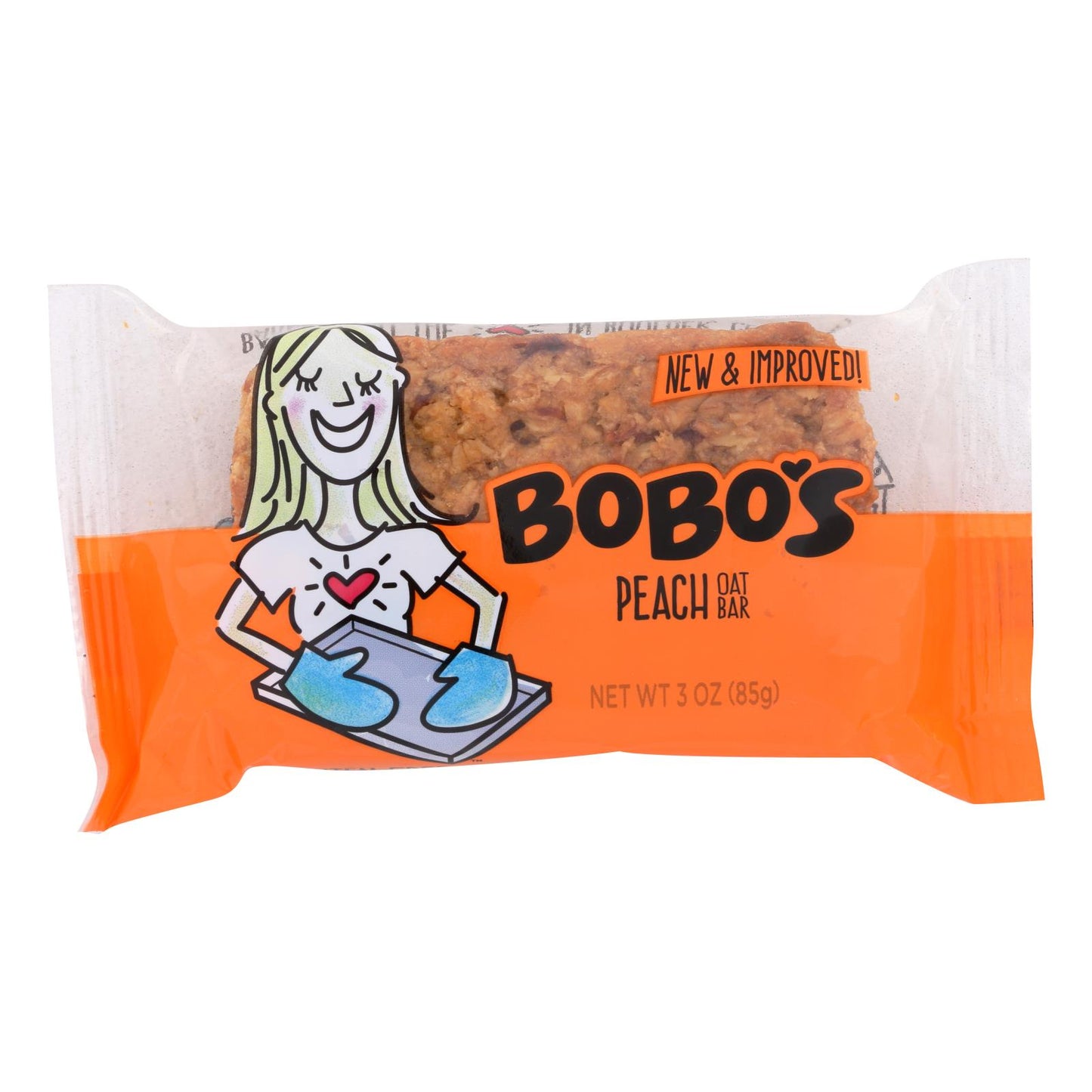 Barras de avena Bobo's - Barras - Melocotón - Caja de 12 - 3 oz.