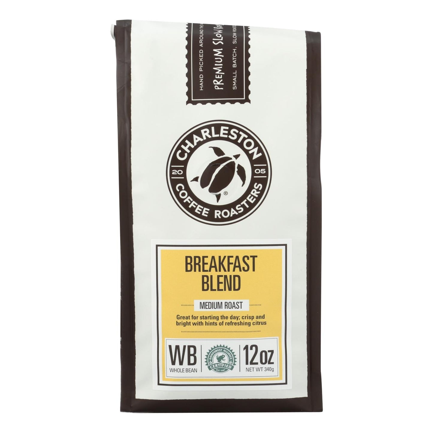 Charleston Coffee Roasters - Mezcla de café para desayuno en grano entero - Caja de 6 - 12 oz