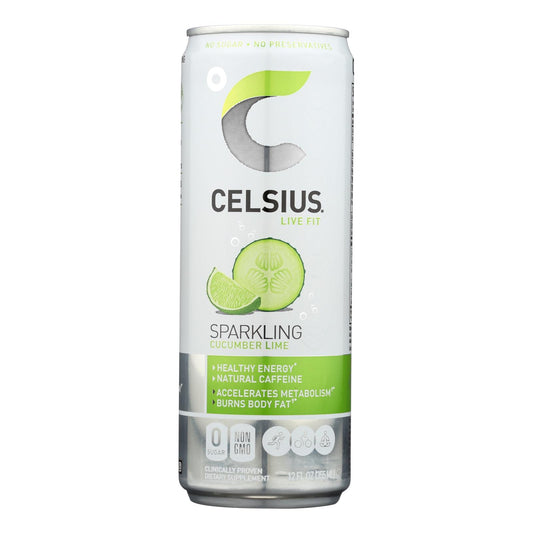 Bebida deportiva con gas de pepino y lima Celsius - Caja de 12 - 12 Fz