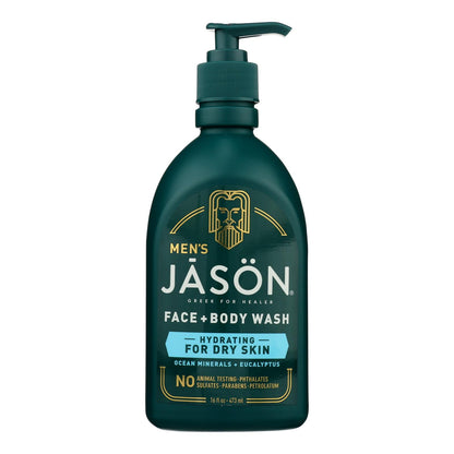 Jason Natural Products - Limpiador facial y corporal hidratante para hombres - 1 unidad - 16 oz