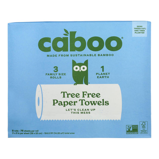 Caboo - Toallas de papel, 75 hojas, caja de 8, 3 unidades