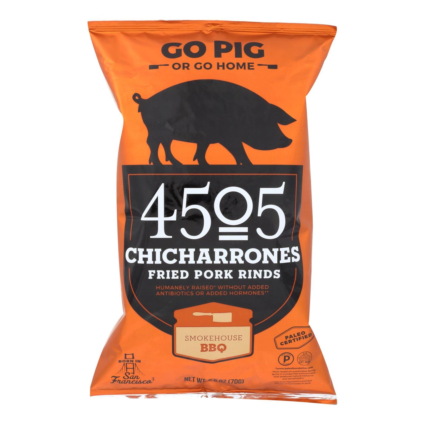 4505 - 猪皮 - Chicharones - 烟熏烧烤 - 12 盒装 - 2.5 盎司