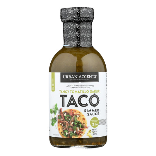 Salsa para tacos con ajo y tomatillo picante de Urban Accents - Caja de 6 - 12,6 oz