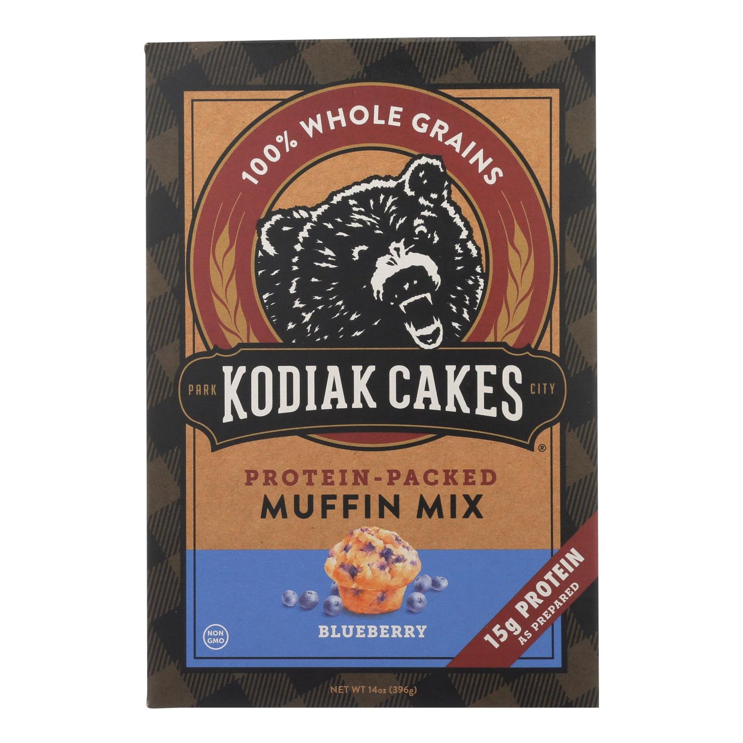 Mezcla para muffins de arándanos con alto contenido proteico de Kodiak Cakes - Caja de 6 - 14 oz