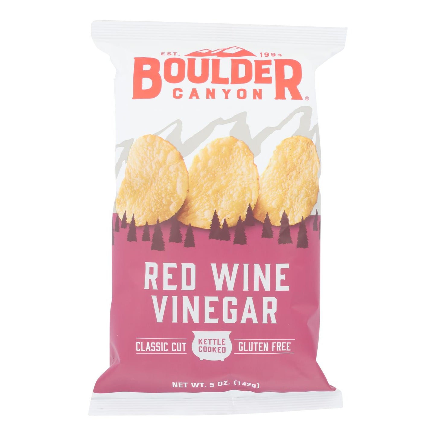 Boulder Canyon - Kettle Chips - Red Wine Vinegar - Case Of 12 - 5 Oz.