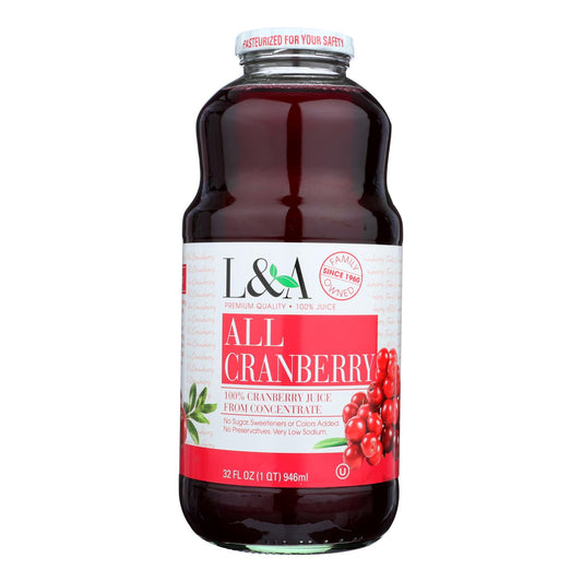 Jugo L And A - Todo arándano - Caja de 6 - 32 fl oz.
