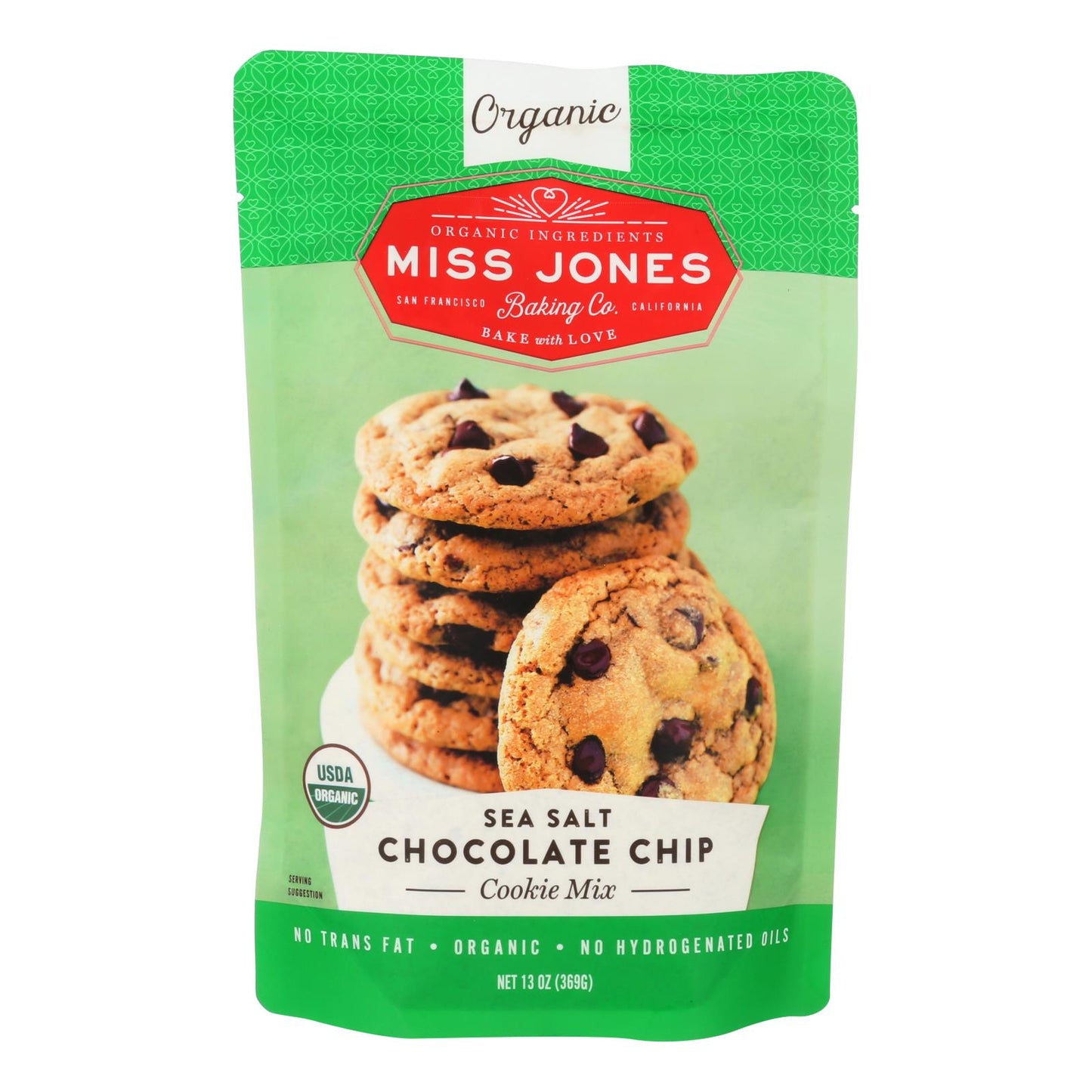 Mezcla para galletas con chispas de chocolate y sal marina de Miss Jones Baking Co. - Caja de 6 - 13 oz