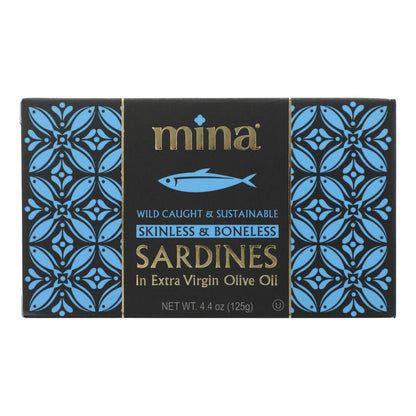 Mina - Sardinas Sk/bo En AOVE - Caja De 12 - 4.4 Oz