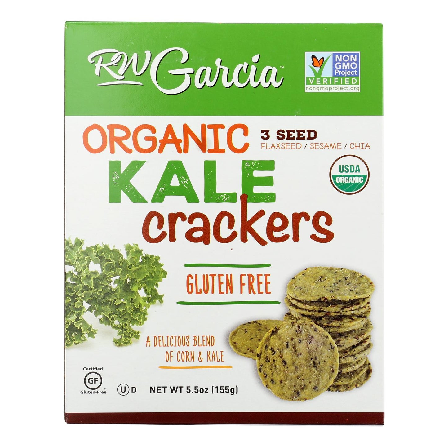 RW Garcia - Galletas de col rizada con 3 semillas - Caja de 6 - 5,5 oz