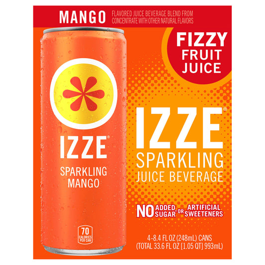 Izze - Lata de refresco de mango espumoso - Caja de 6-4/8,4 Fz