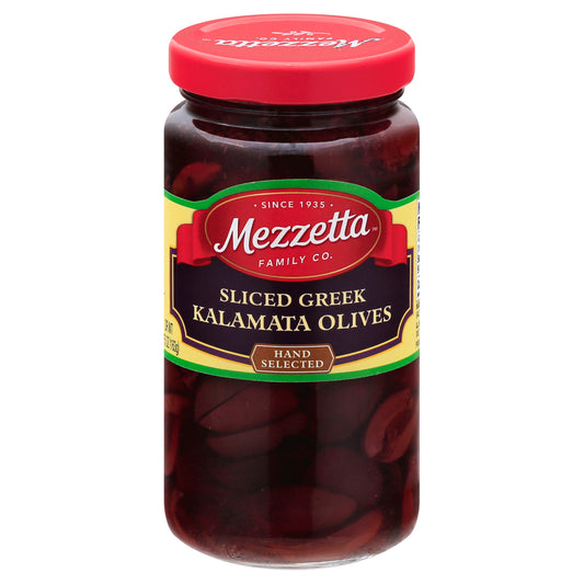 Aceitunas griegas Kalamata en rodajas Mezzetta - Caja de 6 - 5,75 oz