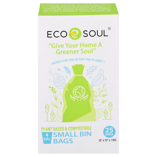 Ecosoul Home - Bolsas de basura de 4 galones, compactas, caja de 12 a 25 unidades