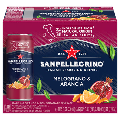 San Pellegrino - Bebida espumosa Melgrno &amp; Arncia - Caja de 4-6/11,15 oz