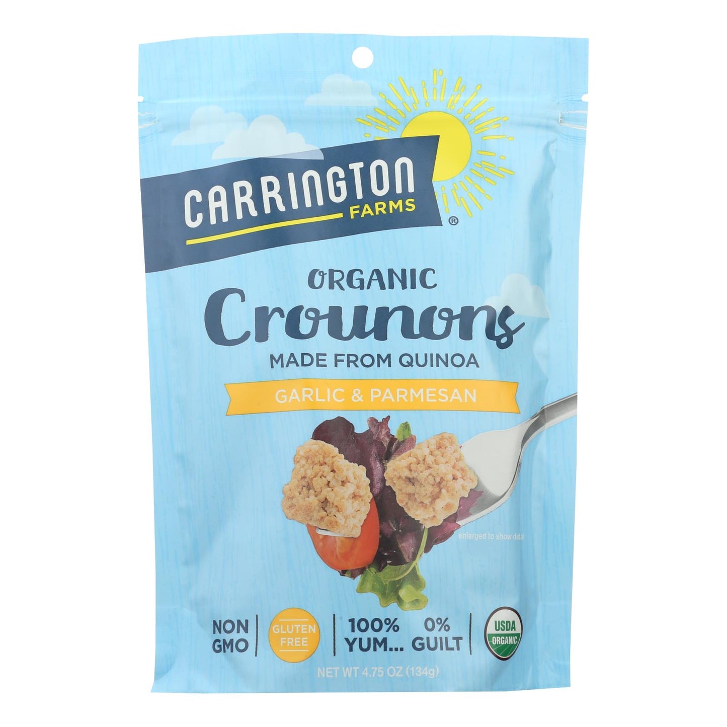 Croutons orgánicos con ajo y parmesano de Carrington Farms® - Caja de 6 - 4,75 oz