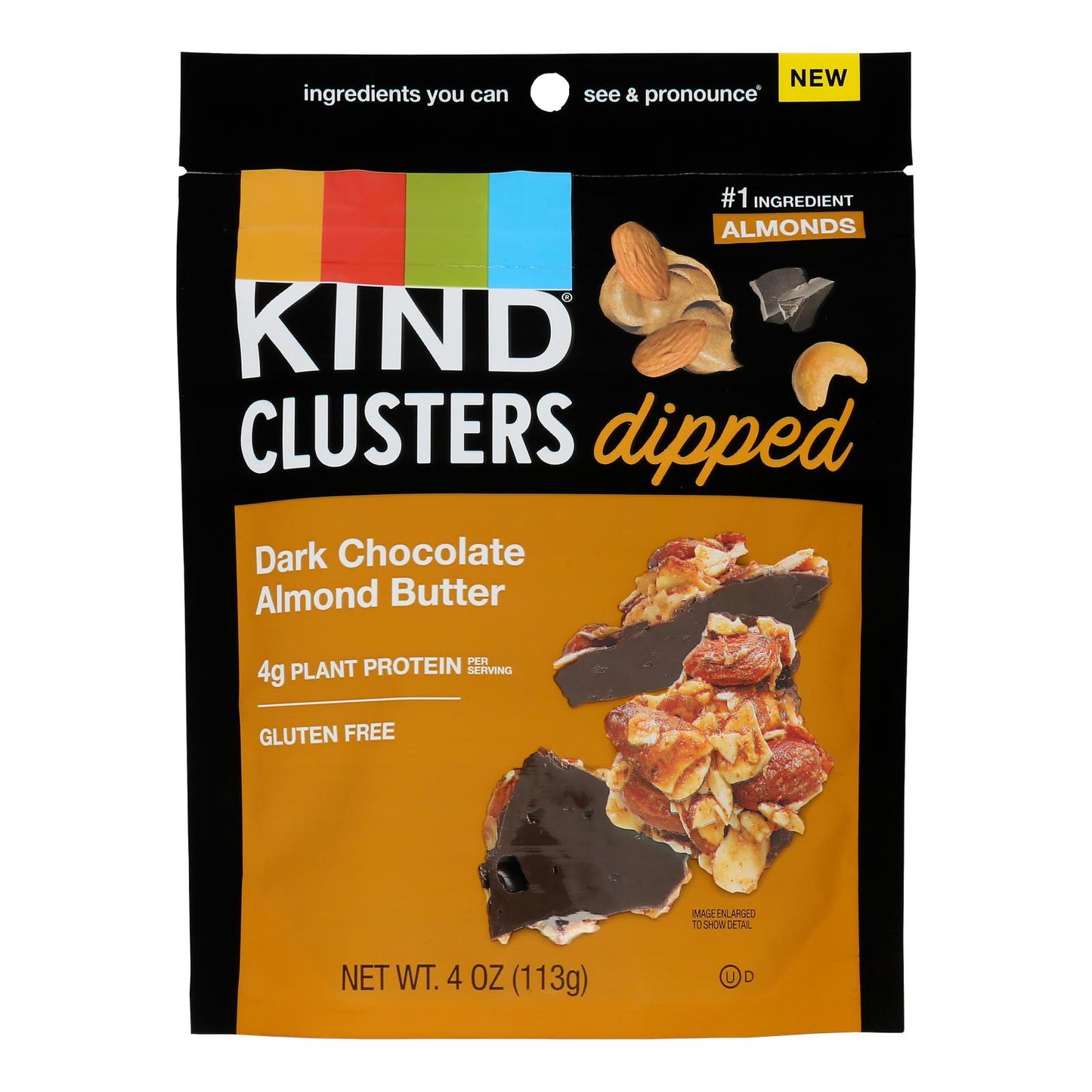 Kind - Clstr Dip Dkchoc Mantequilla de almendras - Caja de 8 - 4 oz