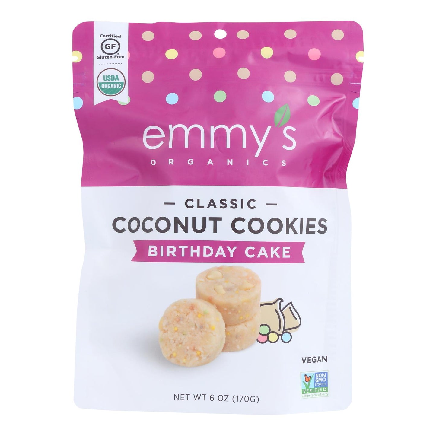 Pastel de cumpleaños con galletas de coco de Emmy's Organics (caja de 8 unidades, 6 oz)