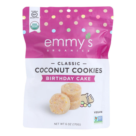 Pastel de cumpleaños con galletas de coco de Emmy's Organics (caja de 8 unidades, 6 oz)