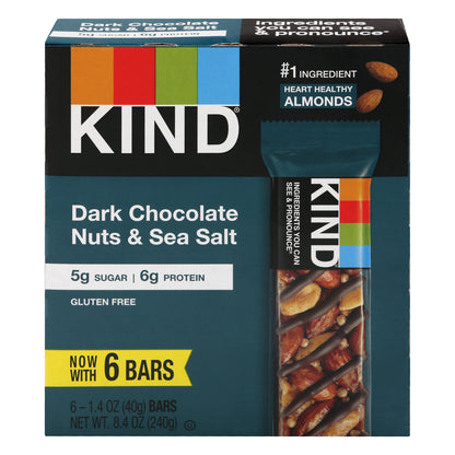 Kind - Barra de chocolate negro con nueces y sal marina - Caja de 10-6/1.4 oz