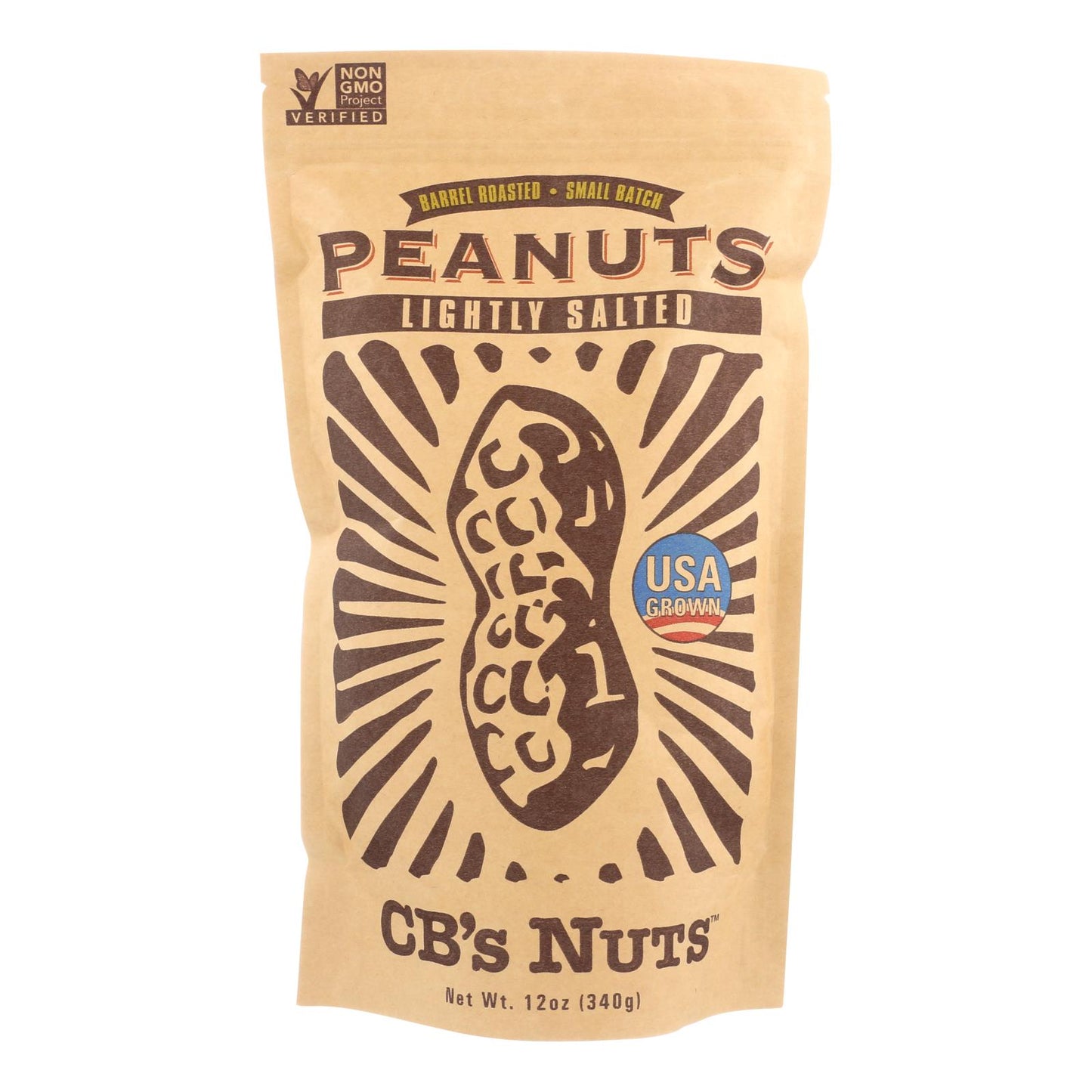 Cacahuetes CB'S Nuts - Bajo en sodio - Tamaño gigante - Con cáscara - Caja de 12 - 12 oz