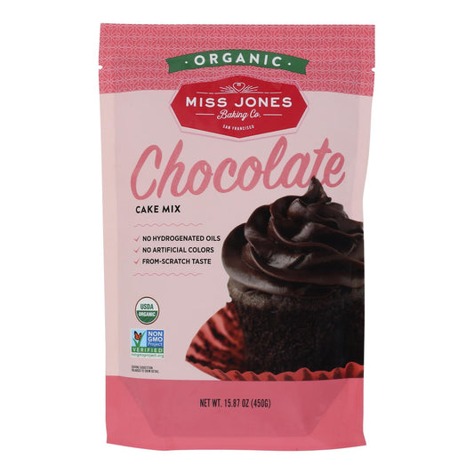 Mezcla para pastel de chocolate orgánico Miss Jones - Caja de 6 - 15,87 oz