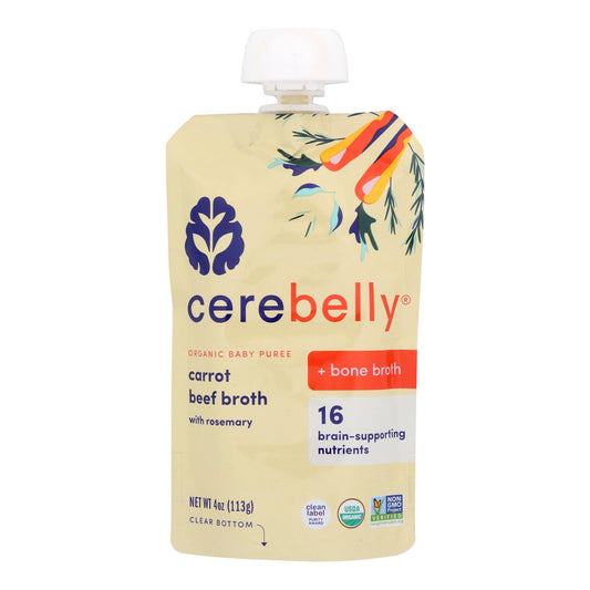 Cerebelly - Puré de zanahoria y caldo de ternera - Caja de 6 - 4 oz