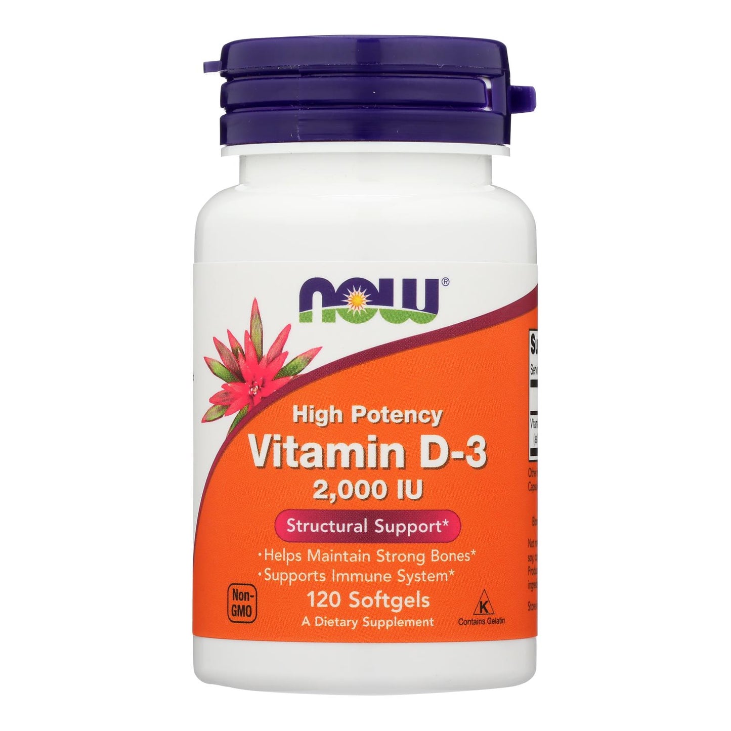 Now Foods - Vitamina D-3 2000 UI - 1 cada uno - 120 Sgel