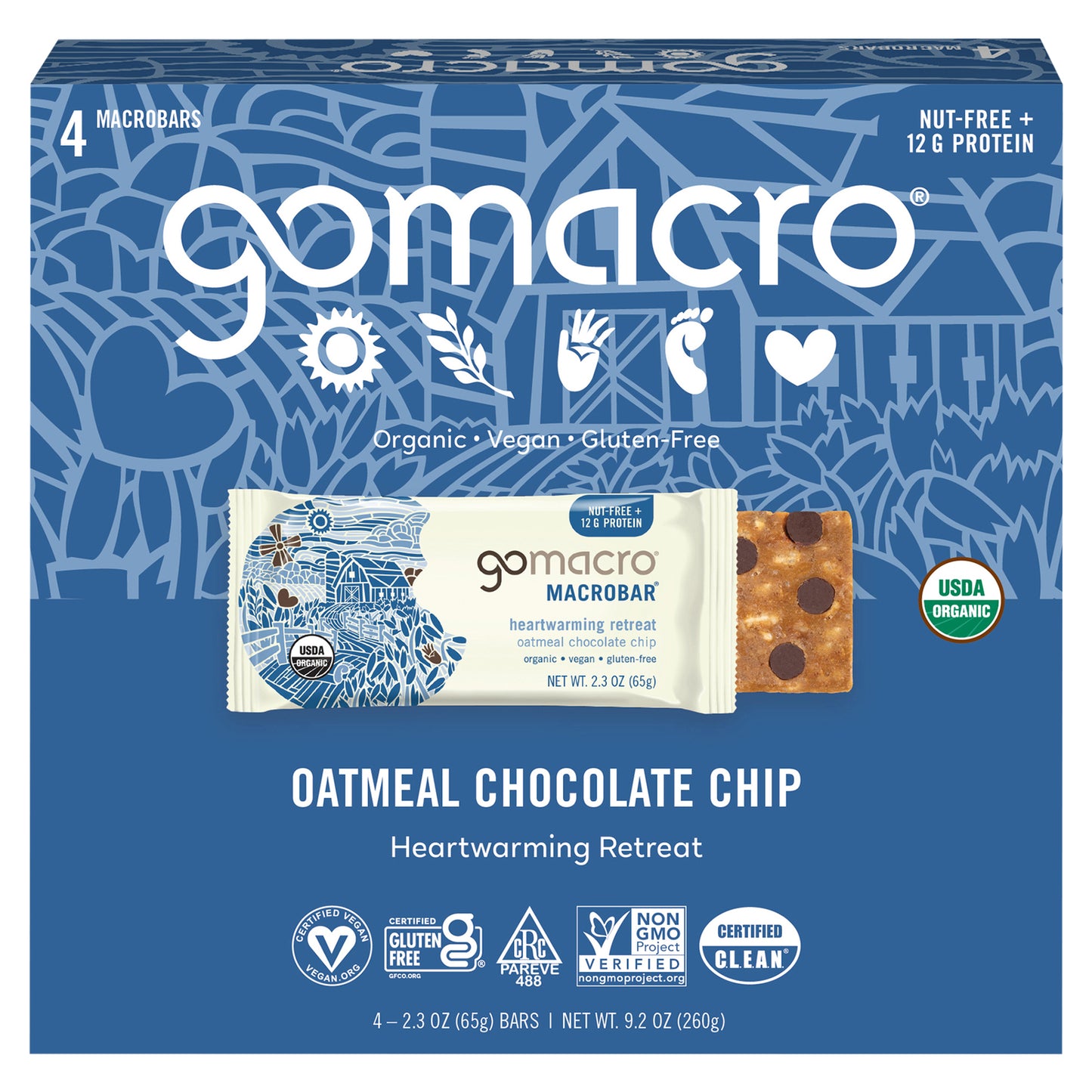 Gomacro - Barritas de avena con chips de chocolate - Caja de 7-4/2.3 oz