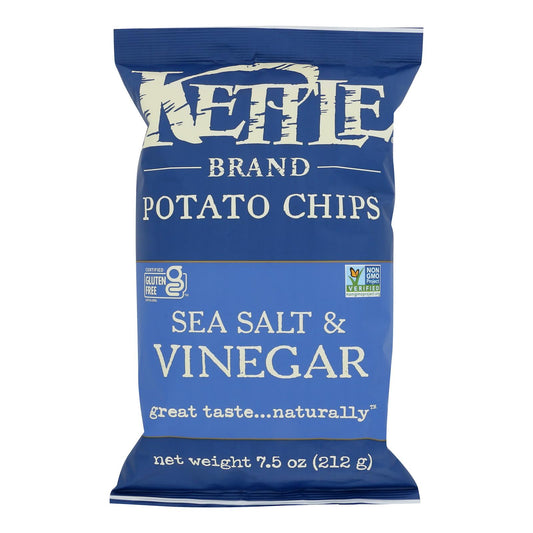 Marca Kettle - Patatas fritas con sal y vinagre - Caja de 12 - 7,5 oz