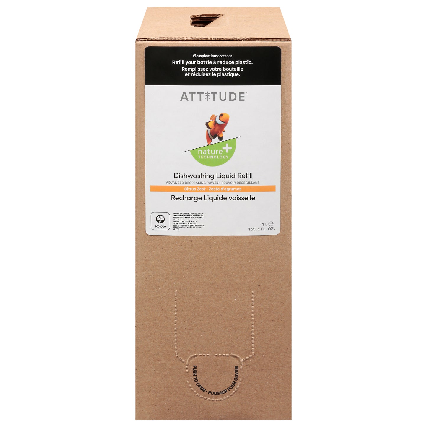 Attitude - Detergente líquido para platos con cáscara de cítricos - 1 unidad de 1-135,3 oz