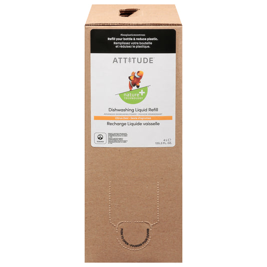 Attitude - Detergente líquido para platos con cáscara de cítricos - 1 unidad de 1-135,3 oz