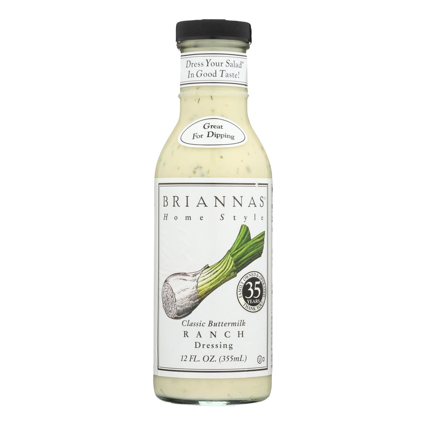 Brianna's - Aderezo para ensaladas - Buttermilk Ranch clásico - Caja de 6 - 12 fl oz.