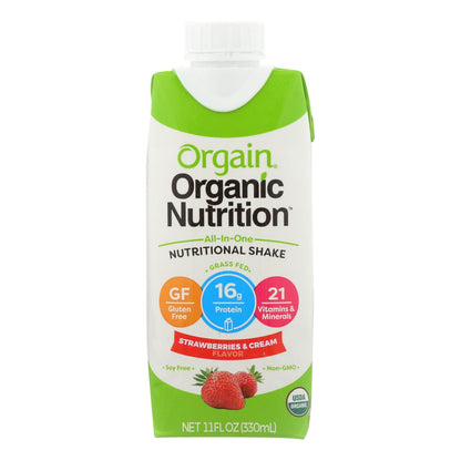 Orgain Nut Shake - Organic - Strawberry & Cream - Case Of 3 - 4/11 Fl Oz