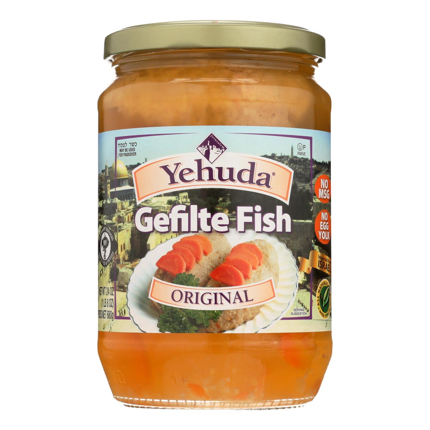 Yehuda Matzo Gelfilte Fish - Original - Case Of 12 - 24 Oz.