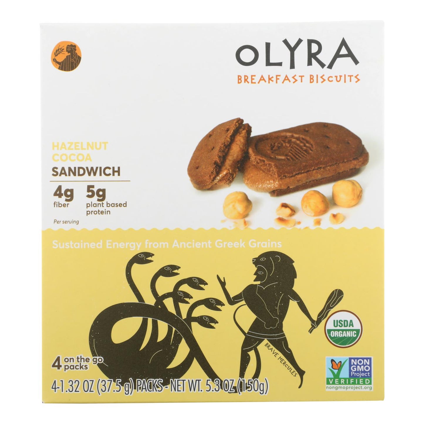 Olyra - Galletas para el desayuno con sabor a avellana y cacao - Caja de 6 - 5,3 oz