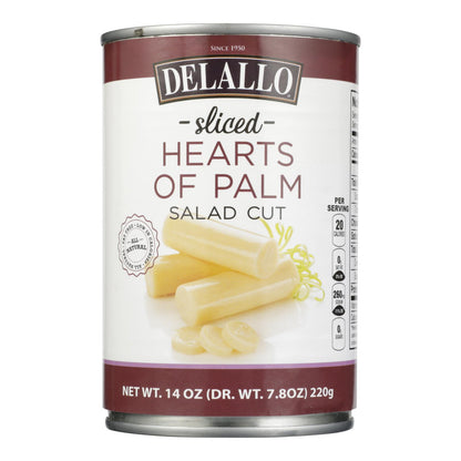 Corazones de palmito en rodajas Delallo para ensalada - Caja de 12 - 14,1 oz