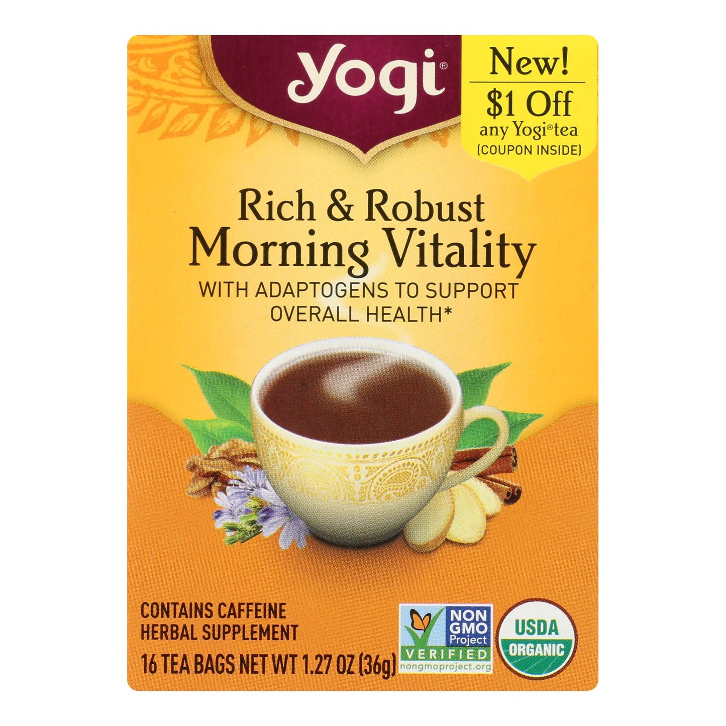 Yogi - Té Morning Vitality - Caja de 6 a 16 bolsitas