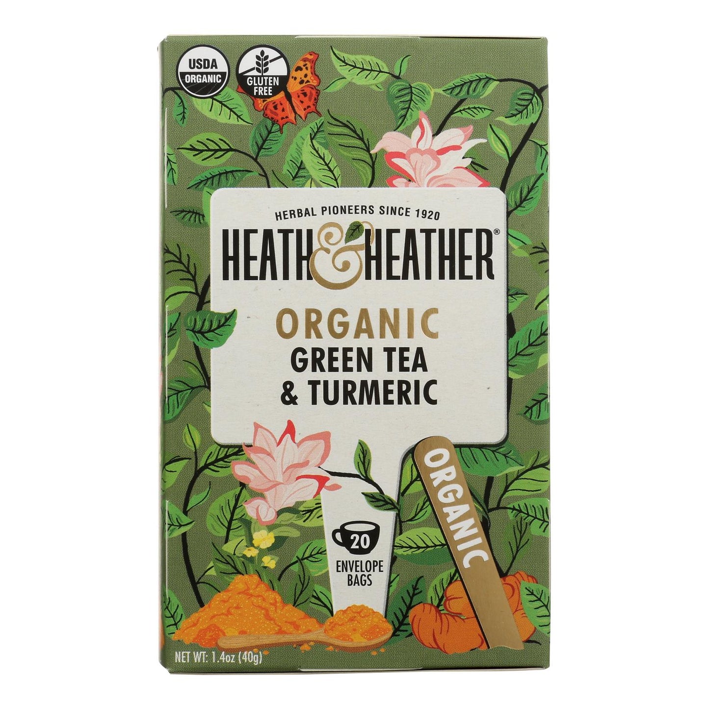 Heath &amp; Heather - Té verde y cúrcuma - Caja de 6 - 20 unidades