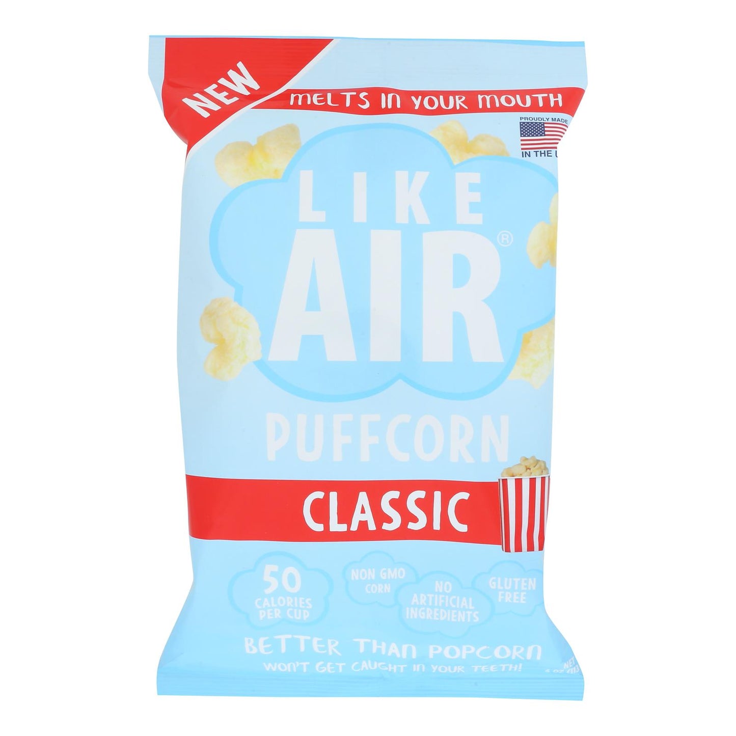 Like Air - Maíz inflado al horno con mantequilla y sal - Caja de 12 - 4 oz