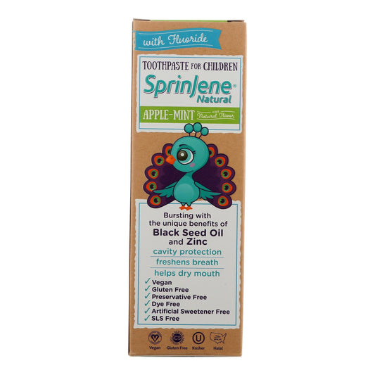 Sprinjene Natural Toothpaste - Kid - Apple Mint - Fl - 3.5 Oz