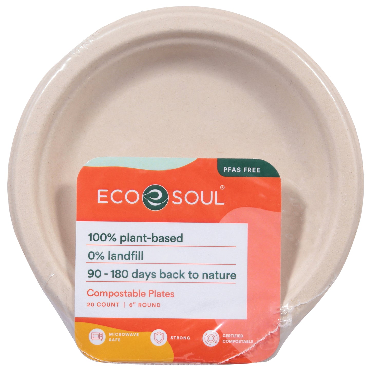 Ecosoul - Platos Redondos De Bagazo - Caja De 8-20 Ud