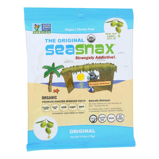 Snack de algas tostadas premium orgánicas Seasnax - Original - Caja de 16 - 0,54 oz.