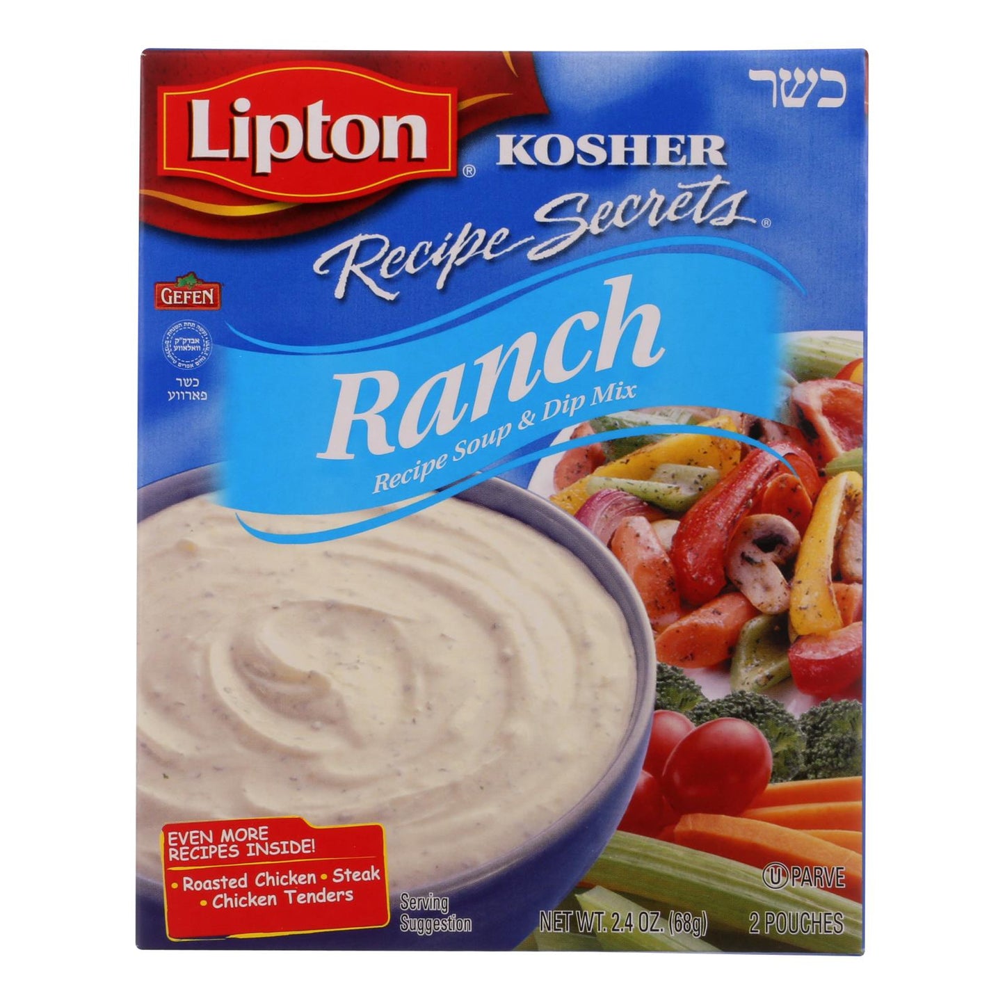 Mezcla para sopa y salsa Lipton: secretos de recetas, sabor ranch, kosher, paquete de 2,4 oz, caja de 12