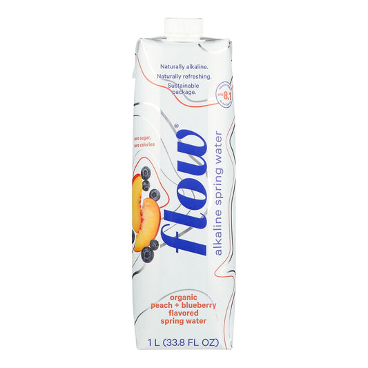 Flow - Agua Alcalina Melocotón Arándano - Caja De 12 - 1 Ltr