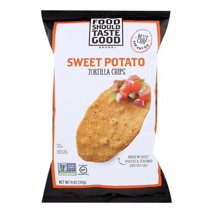 La comida debe tener buen sabor Chips de tortilla de batata - Batata - Caja de 12 - 11 oz.