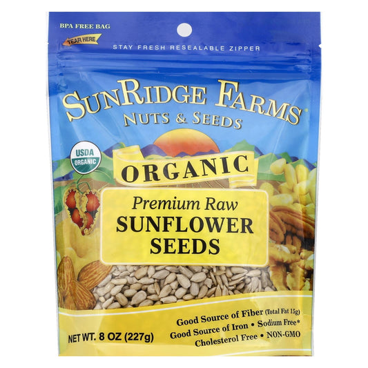 Semillas de girasol crudas de primera calidad orgánicas de Sunridge Farms - Caja de 12 - 8 oz